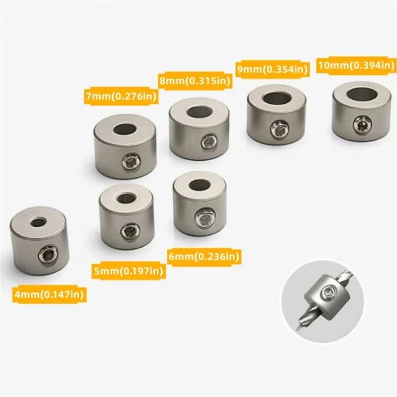 Roestvrijstalen Dowelboorbeugel Stopcollars, 4-10mm