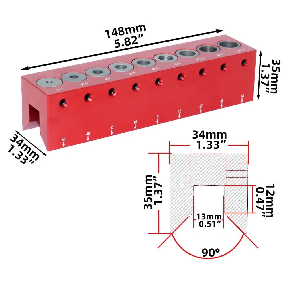 4-12mm Verticale zakgat dowelboorgeleider