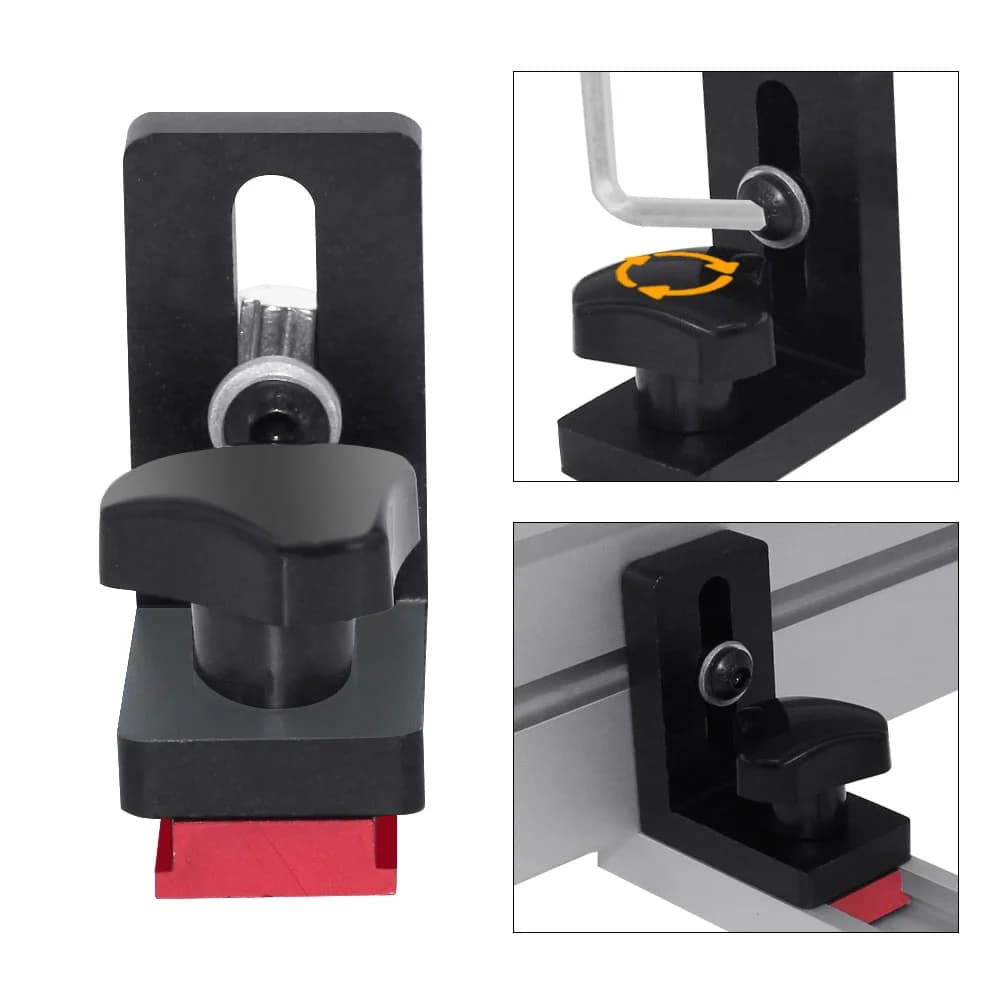 Aluminium verstekrail flip-stop voor werkbank T-profielen