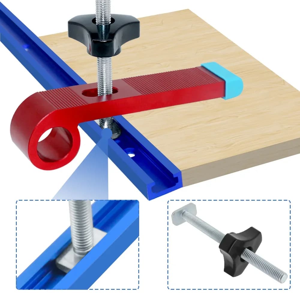 Set T-trackbouten, knoppen en schuifmoeren