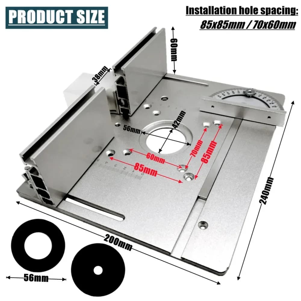 Aluminium router tafel insertplaat met verstekgeleider