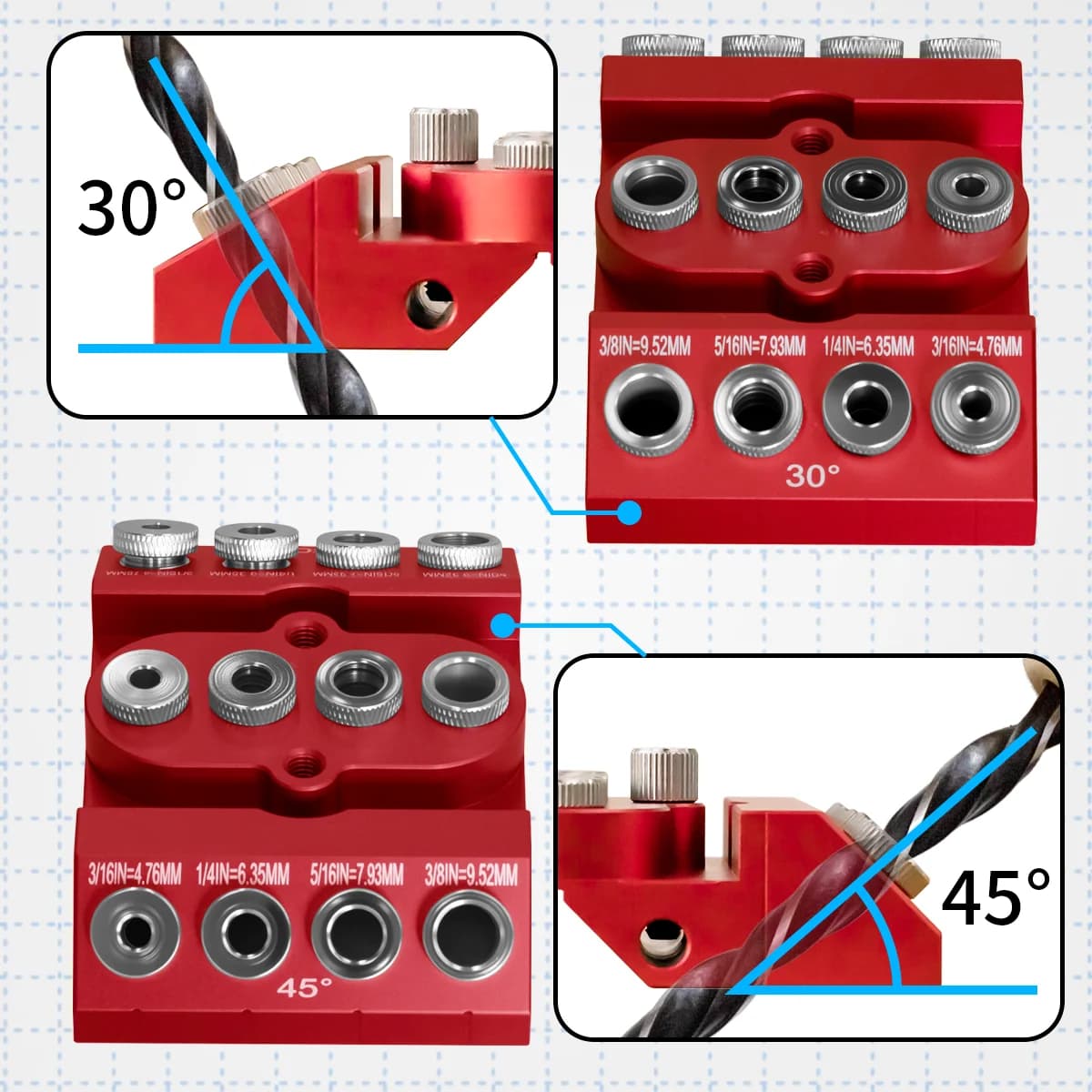 Multi-hoek aluminium zakgatjig set