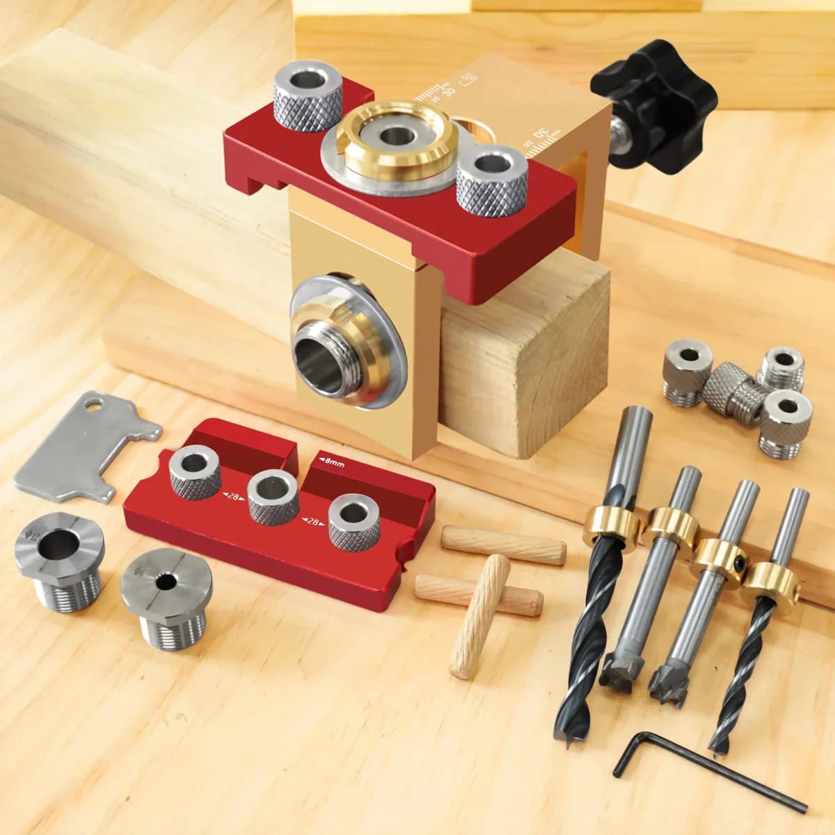 3-in-1 Verstelbare Dowel Jig Boorset voor Houtbewerking