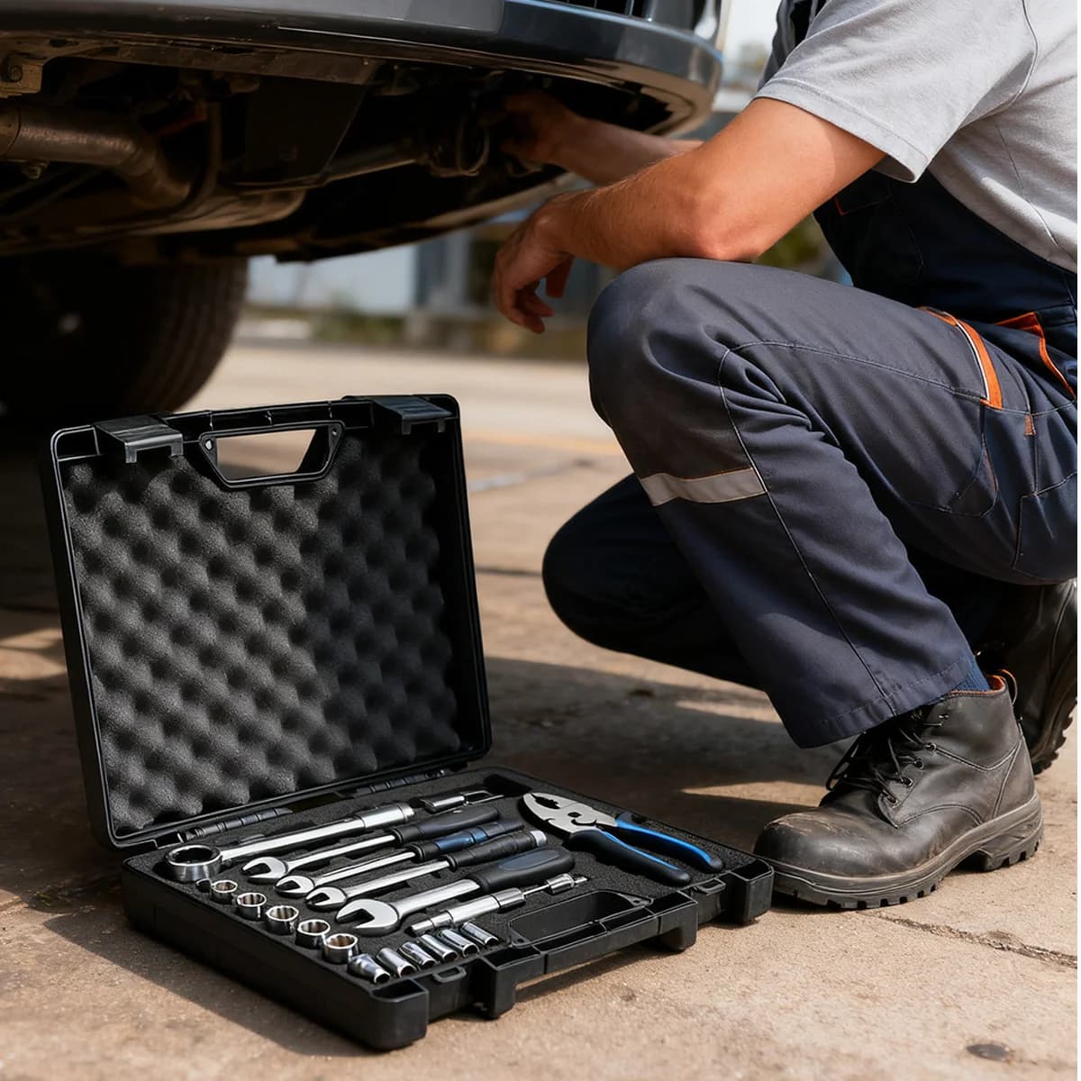 Plastic draagbare gereedschapskist voor auto reparaties met spons