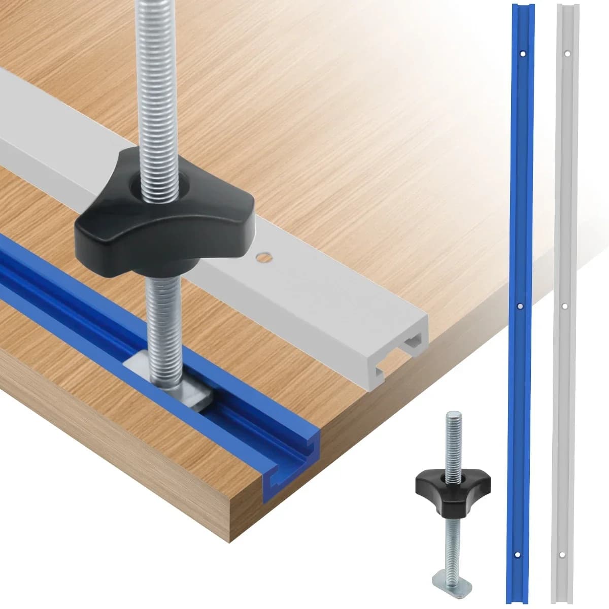 500mm Dubbelgefreest T-profielrail met T-bout Knoppen Set